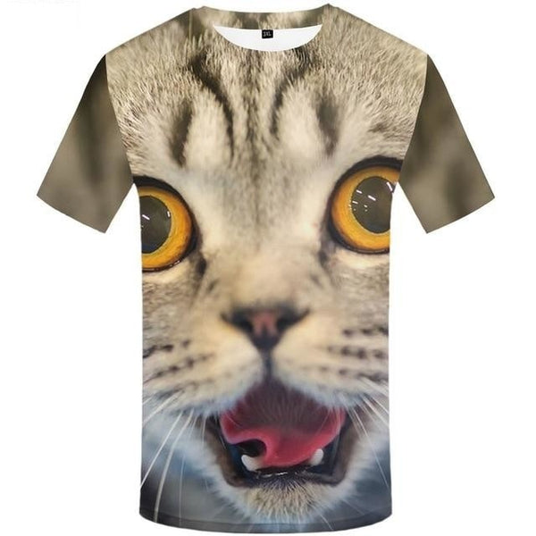 Funny 3D Animal Lion Printed Short Sleeves Casual T-shirt for Men - SolaceConnect.com