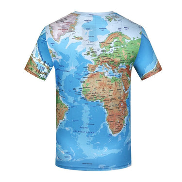 Funny 3D World Map Anime Short Sleeve Summer T-Shirts for Men  -  GeraldBlack.com