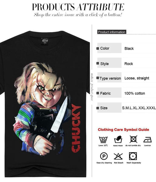 Funny Men's and Women's Cotton Horrible Seed of Chucky T-shirts Tops Tees - SolaceConnect.com