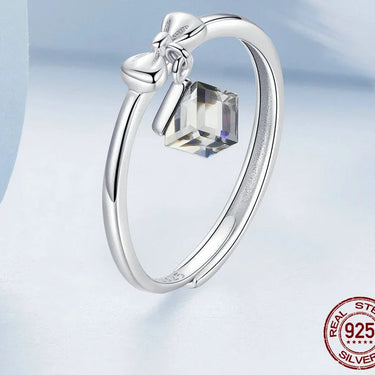 Genuine 925 Sterling Silver Gemstone Gift Dangle Open Finger Rings for Women Luxury Austria Cristal Sterling Silver Jewel  -  GeraldBlack.com
