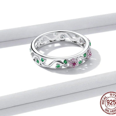 Genuine 925 Sterling Silver Secret Garden Finger Ring for Women Wedding Band Engagement Statement Jewelry BSR132  -  GeraldBlack.com