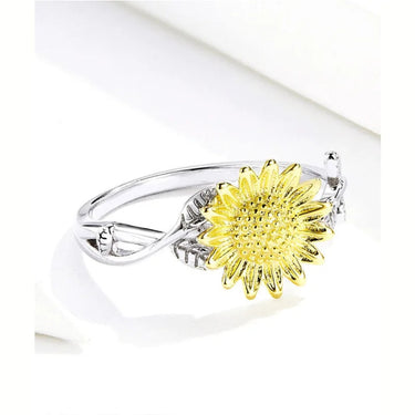 Genuine 925 Sterling Silver Sunflower Finger Rings for Women Wedding Band Engagement Statement Jewelry Anel SCR596  -  GeraldBlack.com