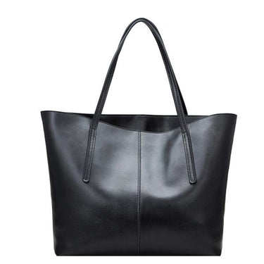 Genuine Big Black Luxury Leather Shoulder Bag Famous for Women - SolaceConnect.com
