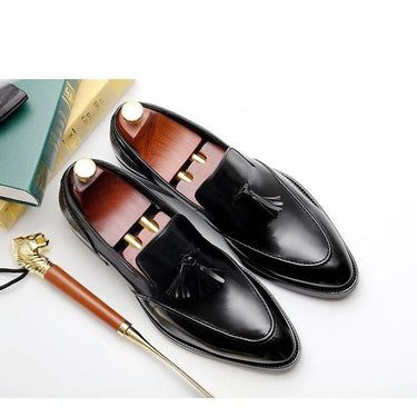 Genuine Bullock Leather Men’s Shoes for Business Suit with Back Tassel - SolaceConnect.com