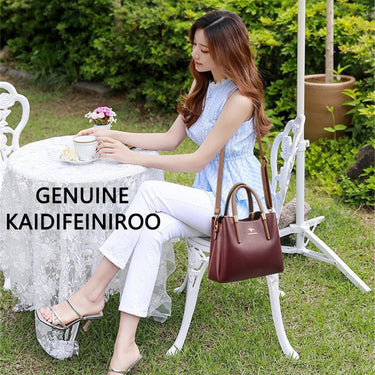 Genuine Casual Tote Bag Luxury Handbags Women Bags Designer Purses and Handbag Leather 3 Layers Hand Bags  -  GeraldBlack.com