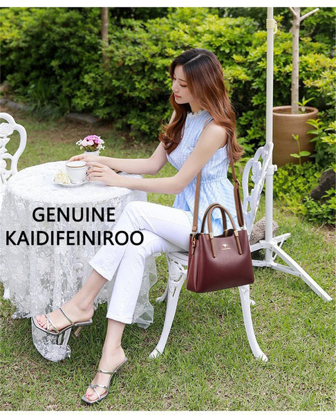 Genuine Casual Tote Bag Luxury Handbags Women Bags Designer Purses and Handbag Leather 3 Layers Hand Bags  -  GeraldBlack.com
