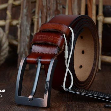 Genuine Cow Leather Vintage Designer Pin Buckle Belts for Men - SolaceConnect.com