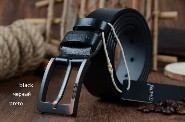 Genuine Cow Leather Vintage Designer Pin Buckle Belts for Men - SolaceConnect.com