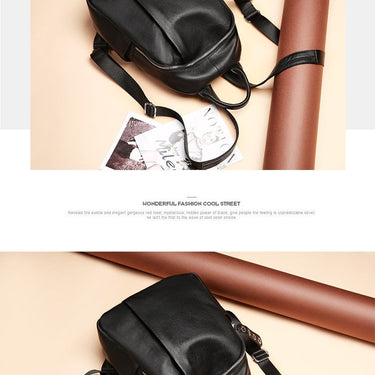 Genuine Cowhide Leather Women's All-Match Travel Shoulder Strap Backpack  -  GeraldBlack.com
