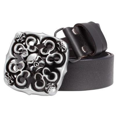 Genuine Cowskin Leather Punk Style Skull Head Belt for Women - SolaceConnect.com