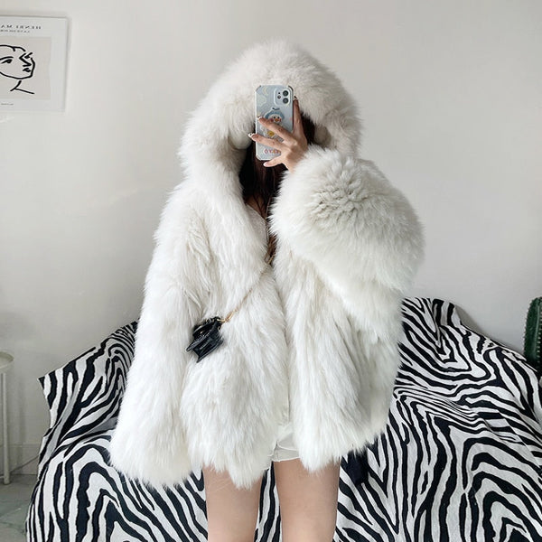 Fox Fur Coat Women's Long Winter Coats Oversized Fur Jacket Luxury Gift for  Wife - Etsy