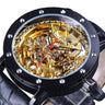 Genuine Leather Belt Automatic Men's Black and Red Skeleton Wristwatches - SolaceConnect.com