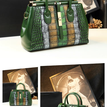 Genuine Leather Crocodile Pattern Women Mother Portable Shoulder Messenger Tote Handbag  -  GeraldBlack.com