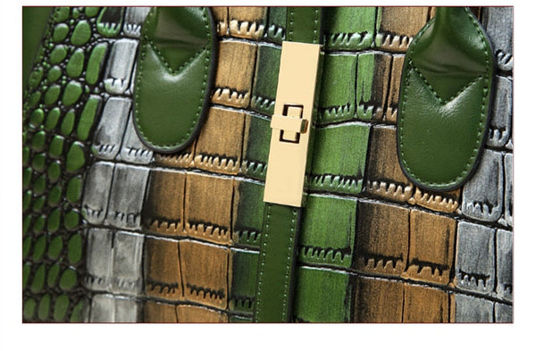 Genuine Leather Crocodile Pattern Women Mother Portable Shoulder Messenger Tote Handbag  -  GeraldBlack.com