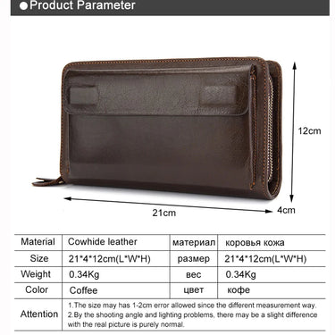Genuine Leather Double Zipper Money Clip Wallet Clutch Bag for Men  -  GeraldBlack.com