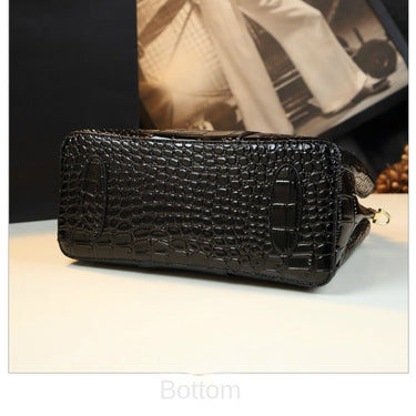 Genuine Leather Fashion Crocodile Pattern Portable Tote Shoulder Crossbody Handbag For Female  -  GeraldBlack.com