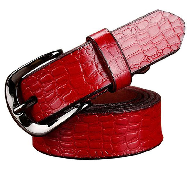 Genuine Leather Fashion Crocodile Second Layer Belts for Women - SolaceConnect.com