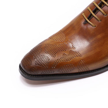 Genuine Leather Handmade Brown Lace-up Dress Shoes for Men - SolaceConnect.com