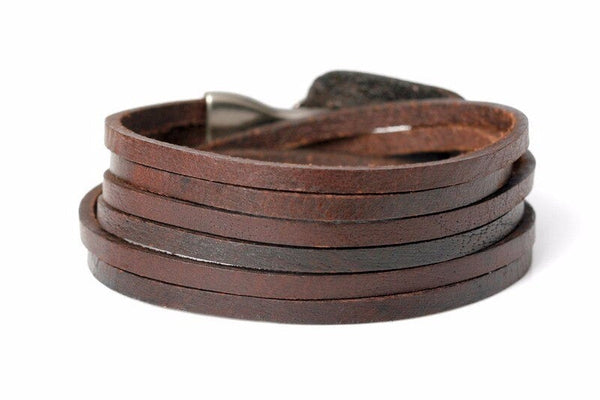 Genuine Leather Hook Prong Setting Bandage Charm Bracelet for Men  -  GeraldBlack.com