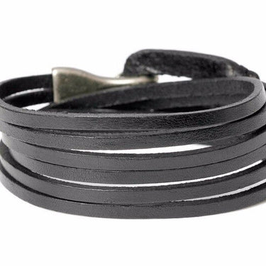 Genuine Leather Hook Prong Setting Bandage Charm Bracelet for Men  -  GeraldBlack.com