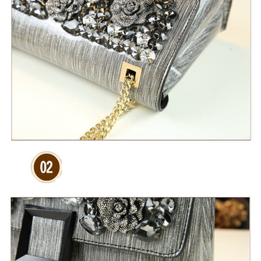 Genuine Leather Luxury Diamond Rhinestone Shoulder Messenger Women Small Party Handbag  -  GeraldBlack.com