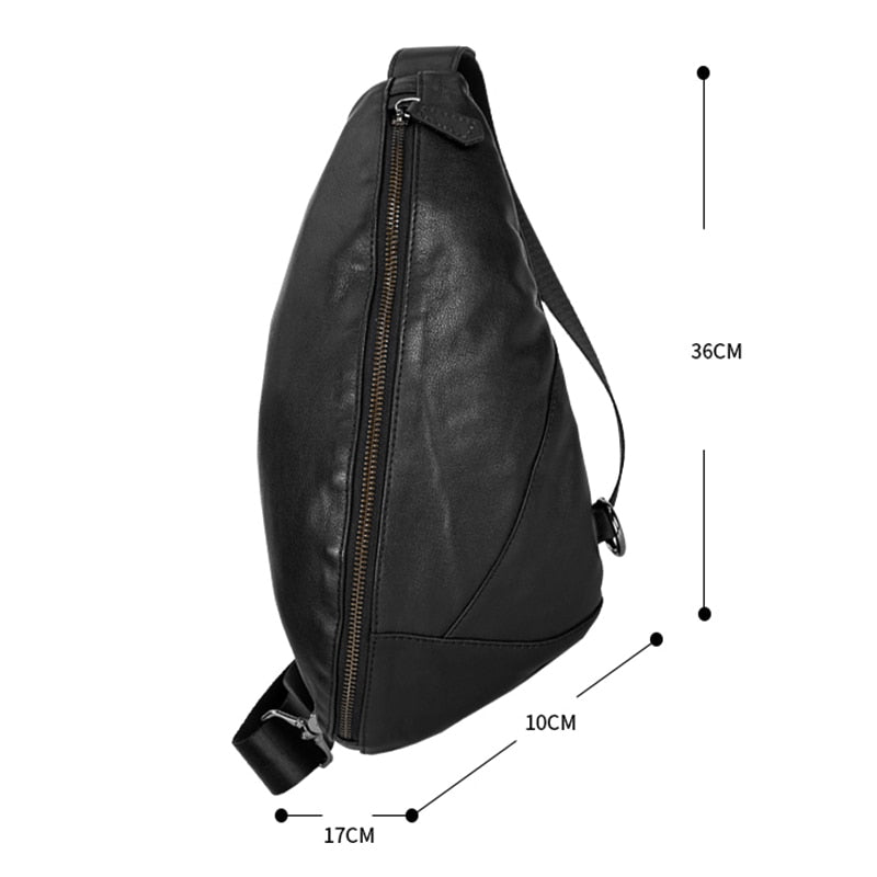 Genuine Leather Men Messenger Shoulder Casual First Layer Leather Chest Bag  -  GeraldBlack.com