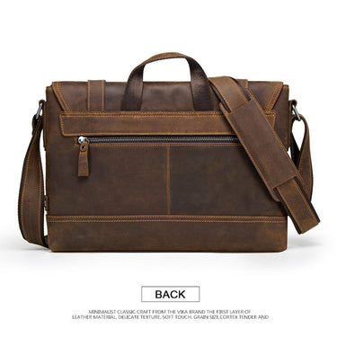 Genuine Leather Men Portable Business Briefcase Laptop Bag Crazy Horse Cowhide Messenger Handbags  -  GeraldBlack.com