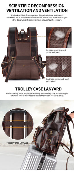 Genuine Leather Men's Backpacks Fashion Travel Bag pack Laptop Bag Large Capacity School Daypack Luxury Rucksack  -  GeraldBlack.com