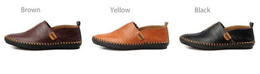 Genuine Leather Men's Casual Soft and Comfortable Driving Flat Shoes  -  GeraldBlack.com