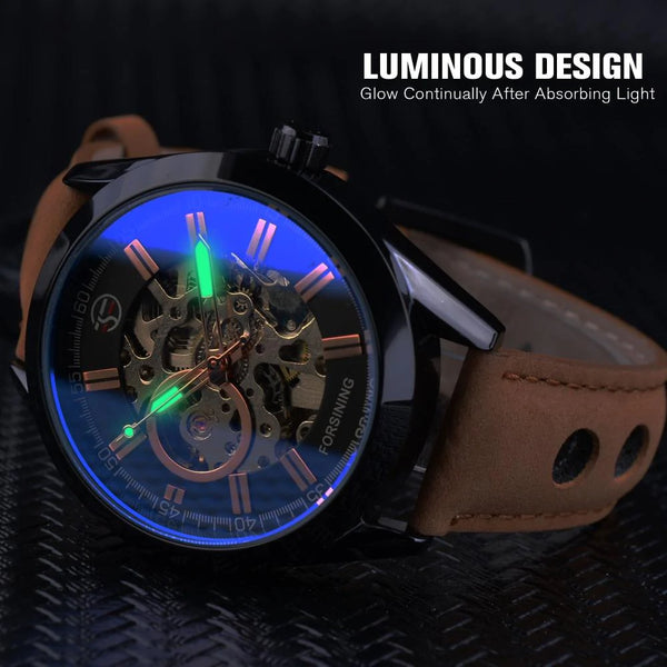 Genuine Leather Men’s Casual Top Military Automatic Sport Watch - SolaceConnect.com