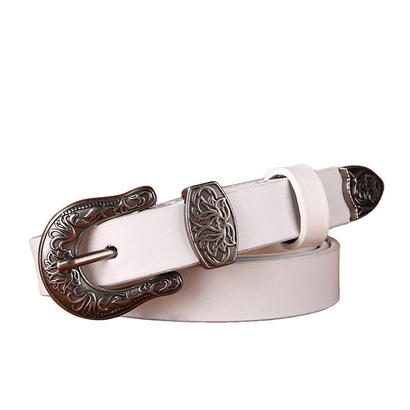 Genuine Leather Pin Buckle Belt For Women Casual Trend Fashion Personality Decorative Waistband  -  GeraldBlack.com