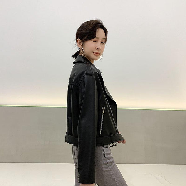 Genuine Leather Real Sheepskin Short Korean Style Jacket for Women - SolaceConnect.com