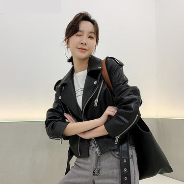 Genuine Leather Real Sheepskin Short Korean Style Jacket for Women  -  GeraldBlack.com