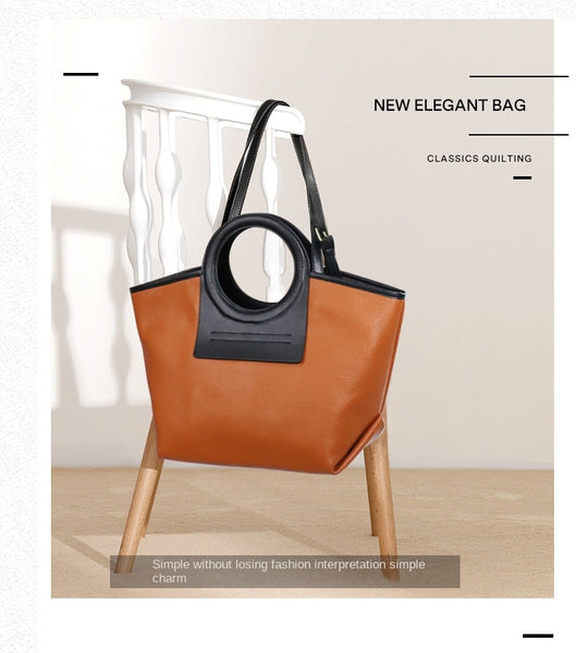 Women's Genuine Leather Large Capacity Commuter Shoulder Tote Handbag