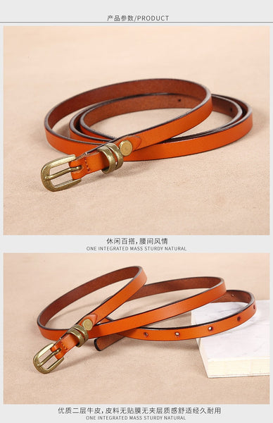 Genuine Leather Vintage Thin Belt For Women Simple Knotted Belt Hundred Matching Skirt Waist Chain  -  GeraldBlack.com