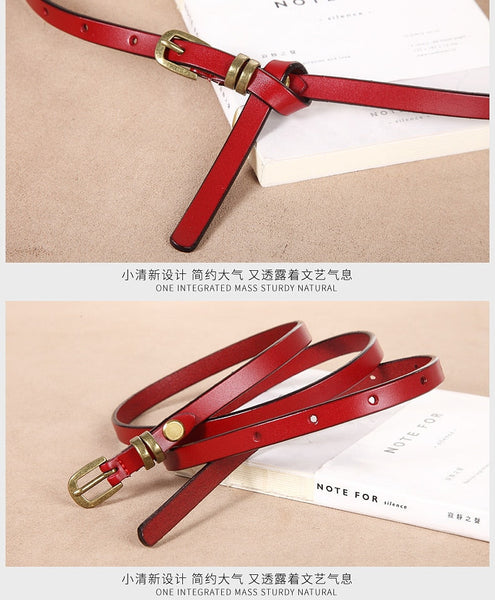 Genuine Leather Vintage Thin Belt For Women Simple Knotted Belt Hundred Matching Skirt Waist Chain  -  GeraldBlack.com