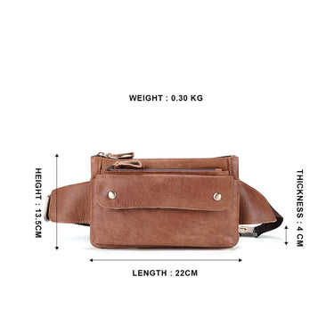 Genuine Leather Waist Packs Fanny Pack Belt Bag Phone Pouch Bags Travel Waist Pack Male Small Waist  -  GeraldBlack.com