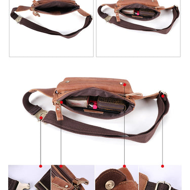 Genuine Leather Waist Packs Fanny Pack Belt Bag Phone Pouch Bags Travel Waist Pack Male Small Waist  -  GeraldBlack.com