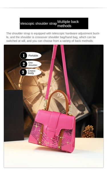 Genuine Leather Women Casual Small Luxury Fashion Shell Shoulder Crossbody Handbag  -  GeraldBlack.com