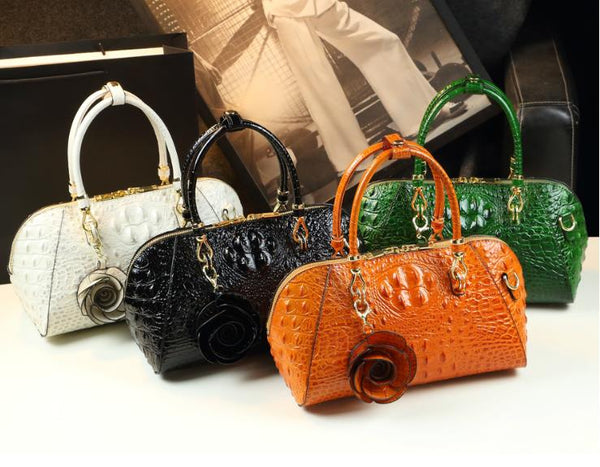 Genuine Leather Women Crocodile Pattern Fashion Tassel Shoulder  Handbag Messenger Bag Portable Pillow Bags  -  GeraldBlack.com