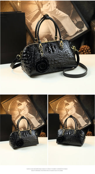 Genuine Leather Women Crocodile Pattern Fashion Tassel Shoulder  Handbag Messenger Bag Portable Pillow Bags  -  GeraldBlack.com