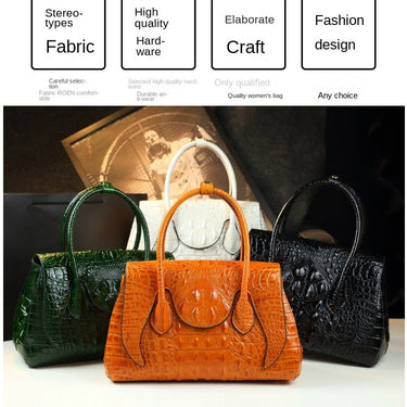 Genuine Leather Women Fashion Large Capacity Crocodile Pattern Portable Mother Handbags  -  GeraldBlack.com