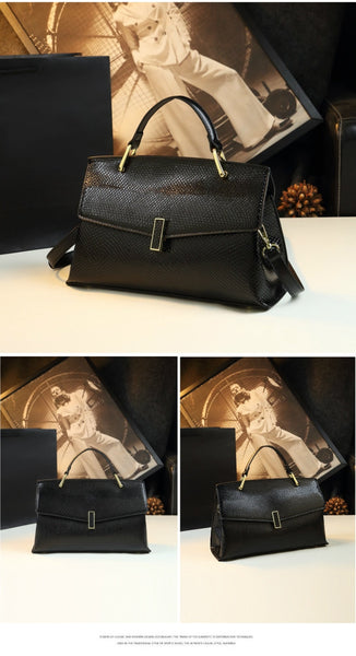 Genuine Leather Women Luxury Fashion Laser Pattern Portable Mother Top Handle Shoulder Crossbody Handbag  -  GeraldBlack.com