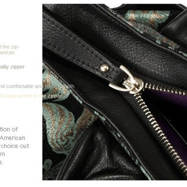 Genuine Leather Women Mother Contrast Color Embossed Large Capacity Tote Shoulder Handbag  -  GeraldBlack.com