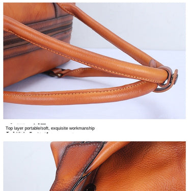 Genuine Leather Women Portable Cowhide Shoulder Crossbody Bag Fashion Large Capacity Tote Bucket Bag  -  GeraldBlack.com