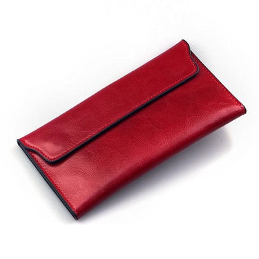 Genuine Leather Women's Long Thin Cowhide Multiple Cards Holder Wallet - SolaceConnect.com