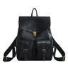 Coffee Black Genuine Leather Women Backpack Female Girl Lady Travel Bag M6019 - SolaceConnect.com