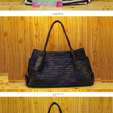 Genuine Leather Women Tote Shoulder Bag Black Large Capacity Handbags Portable Top Handle Satchel Bags  -  GeraldBlack.com