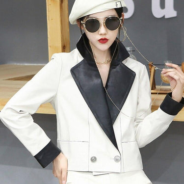 Genuine Sheepskin Leather Short Loose Korean Fashion Jacket for Women  -  GeraldBlack.com