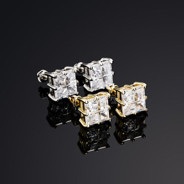 Geometric Baguette Push-back Copper Cubic Zirconia Earrings for Women  -  GeraldBlack.com